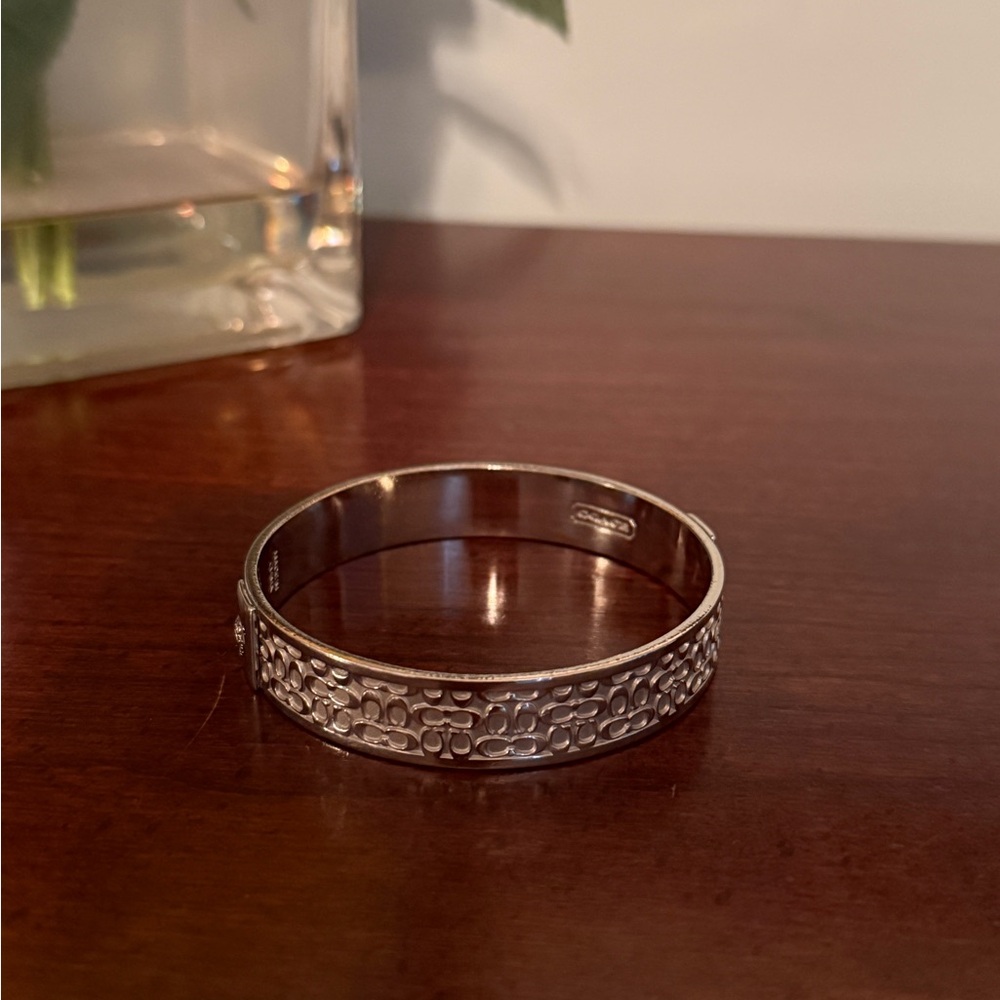 Coach Silver Textured Bangle Bracelet - image 1